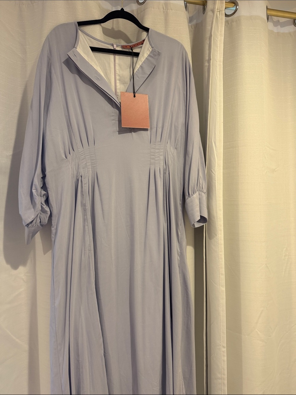 Pashmina Relaxed V-Neck Midi Dress in Light Lavender